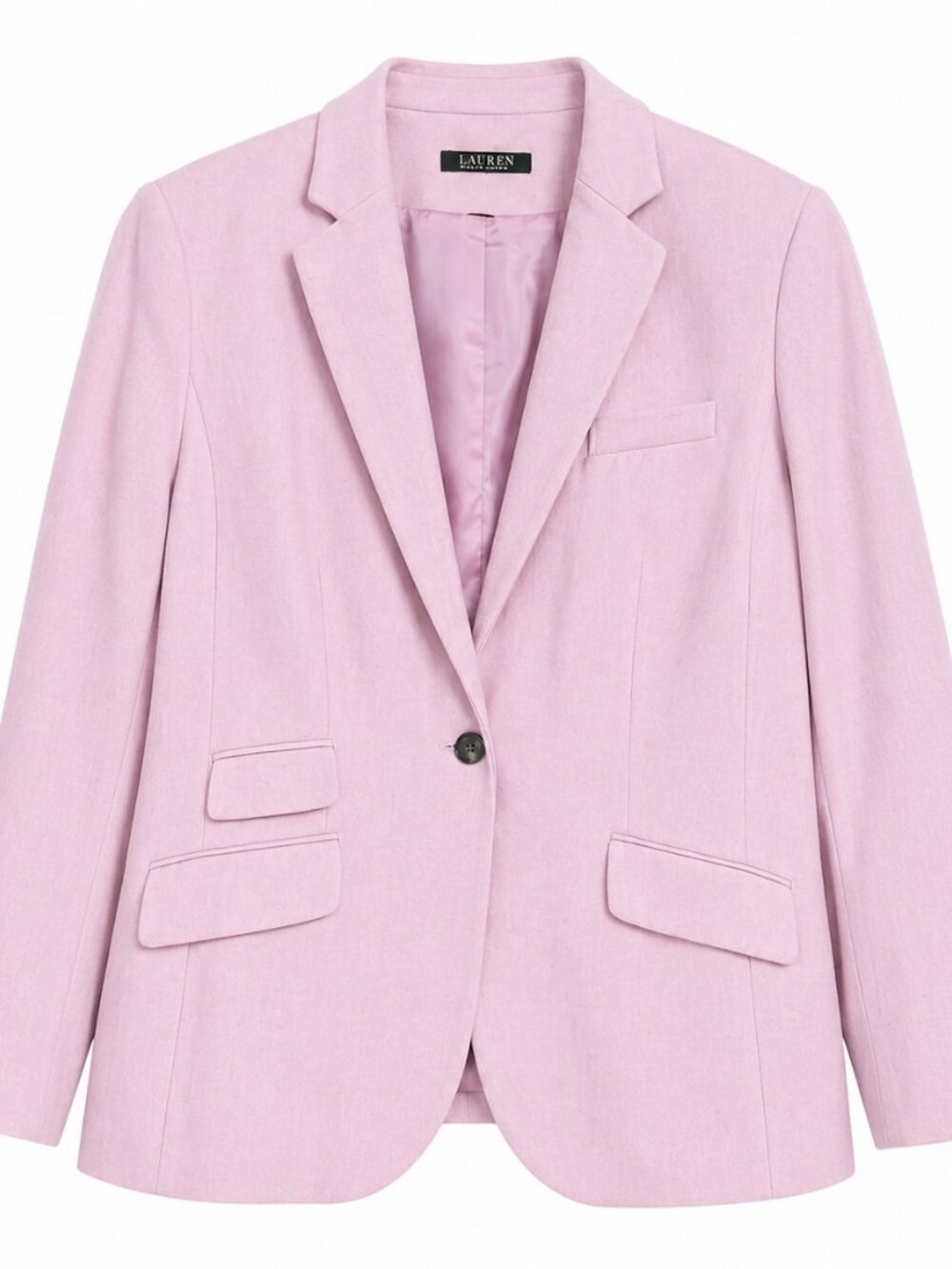 Ralph Lauren Light Pink One- Button Wool Blend Blazer